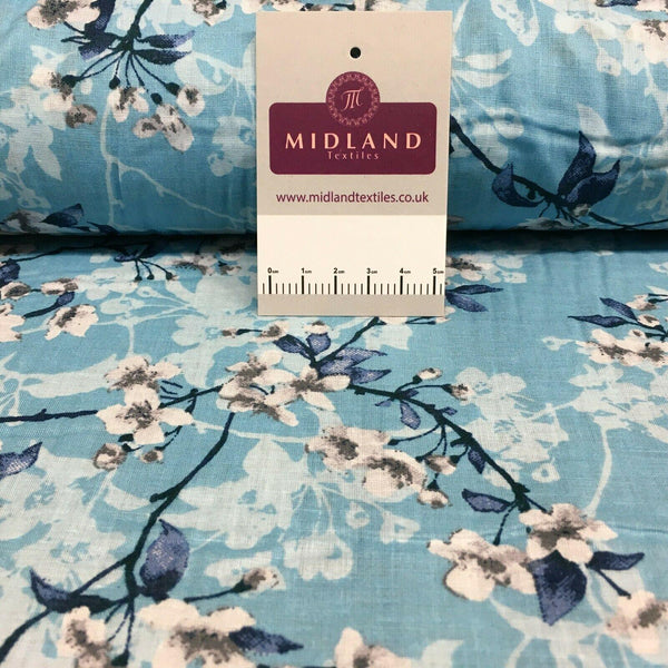 Floral Silky Soft 100 Cotton Lawn Dress Fabric M1560 Mtex Midland Textiles