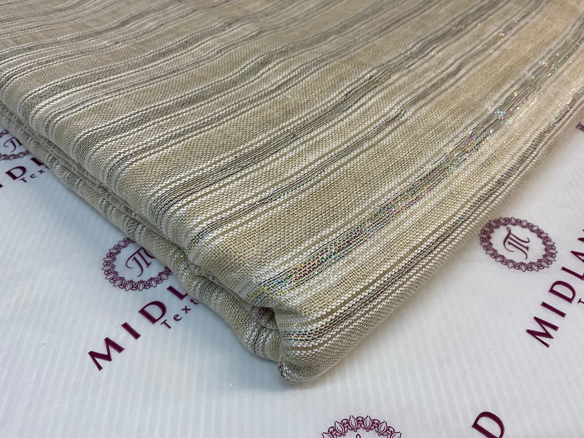 Stripped Handloom Linen dress Fabric 114cm wide M1771