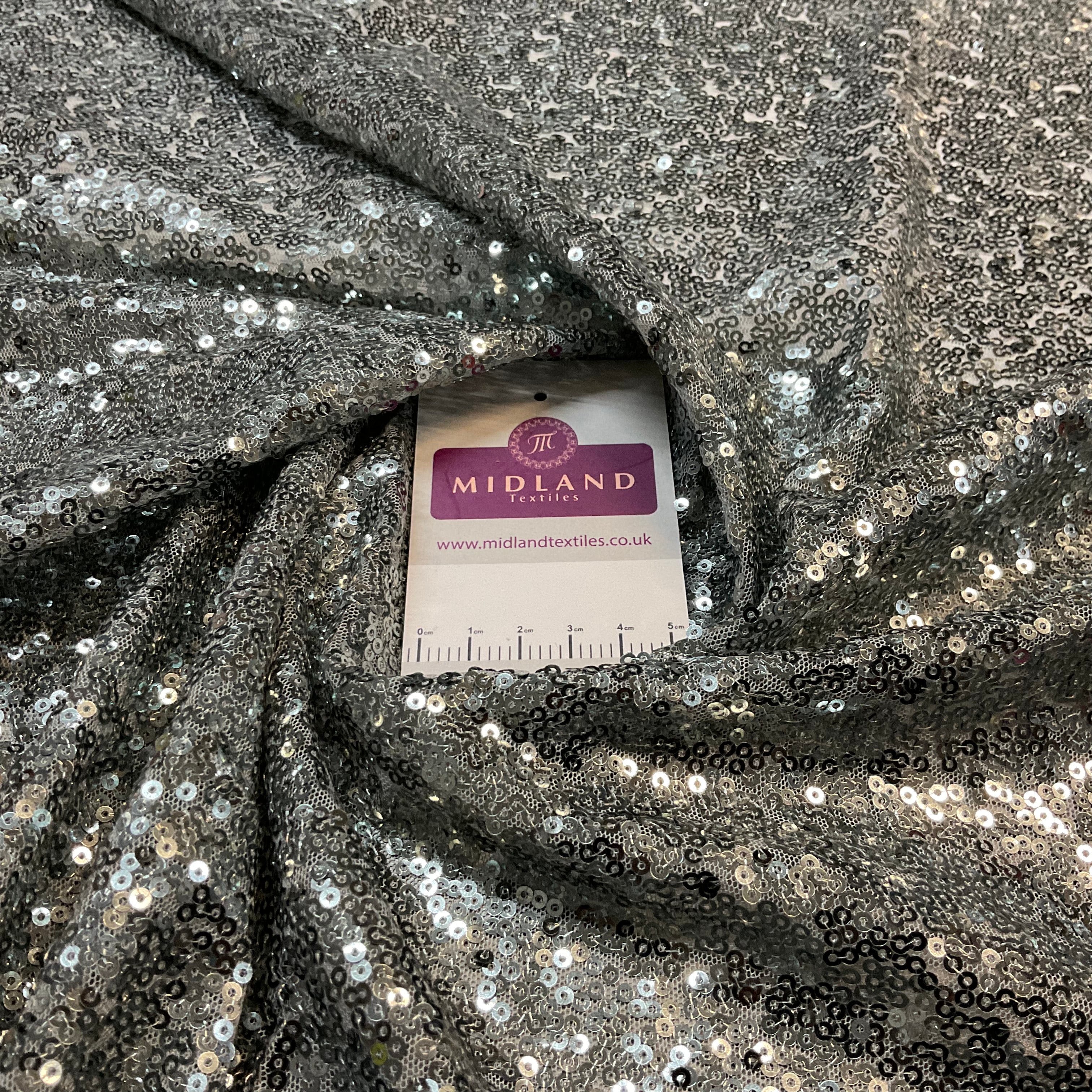 SENSATIONAL 3MM SEW ON ALL OVER SEQUINS ON NET FABRIC 50' WIDE DRESS FABRIC M1797 MTEX