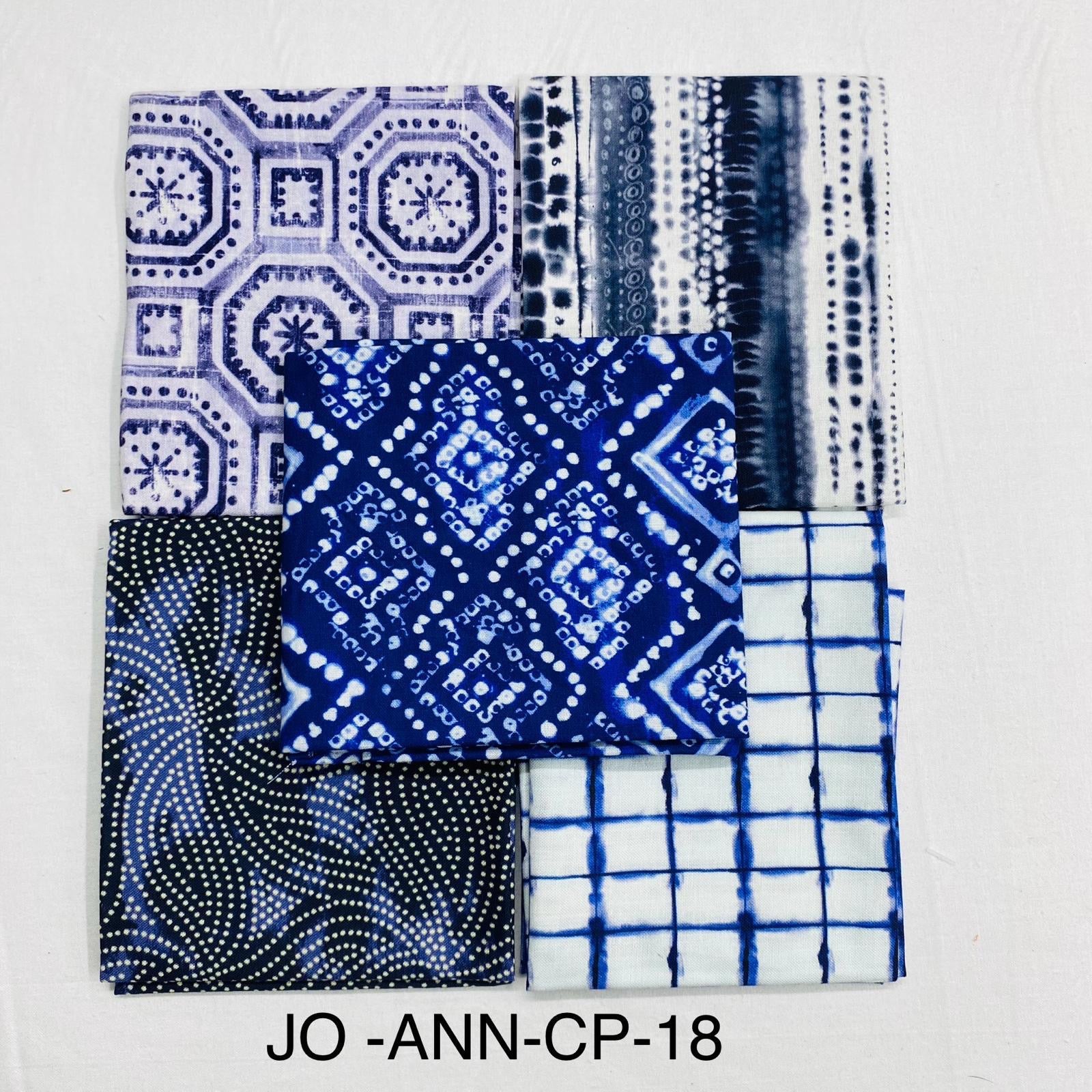 5 Piece 100% Cotton 5 Designs Fat Quarter Bundle - 45cm x 53cm Fabric M1981