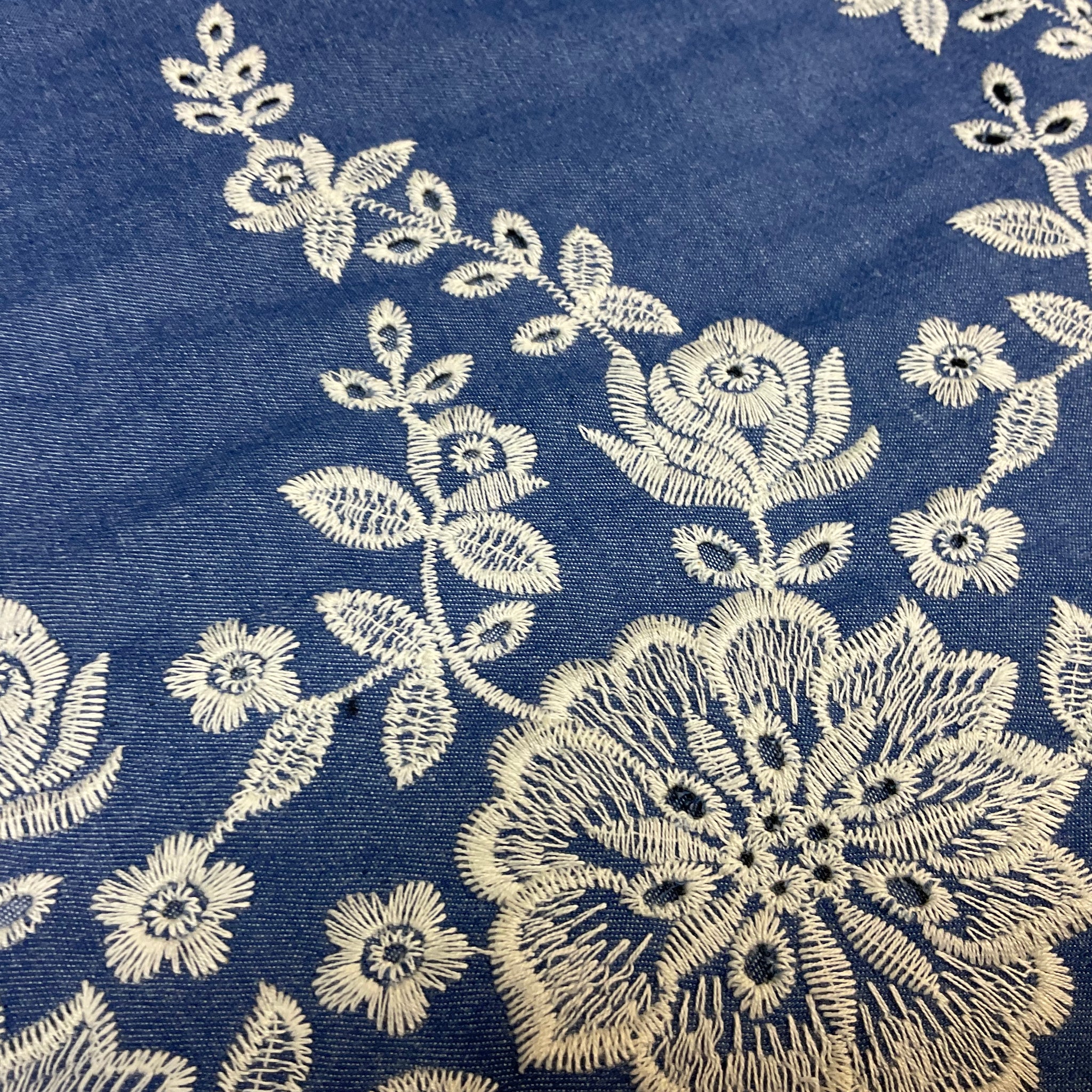 Light Blue One sided Embroidery Trouser Skirt jacket fabric M1819