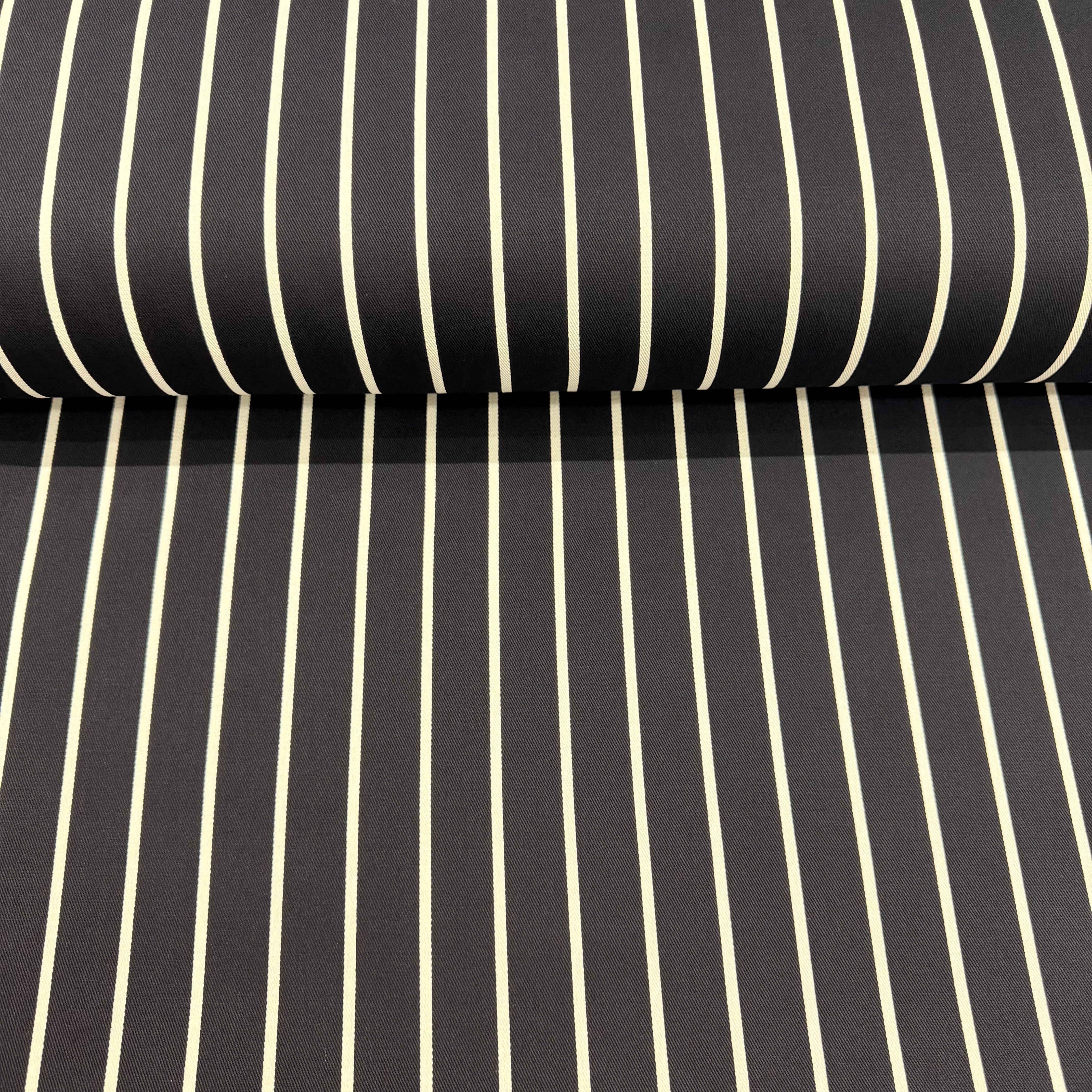Navy Butchers Stripe Polycotton Fabric 150cm Wide M2082