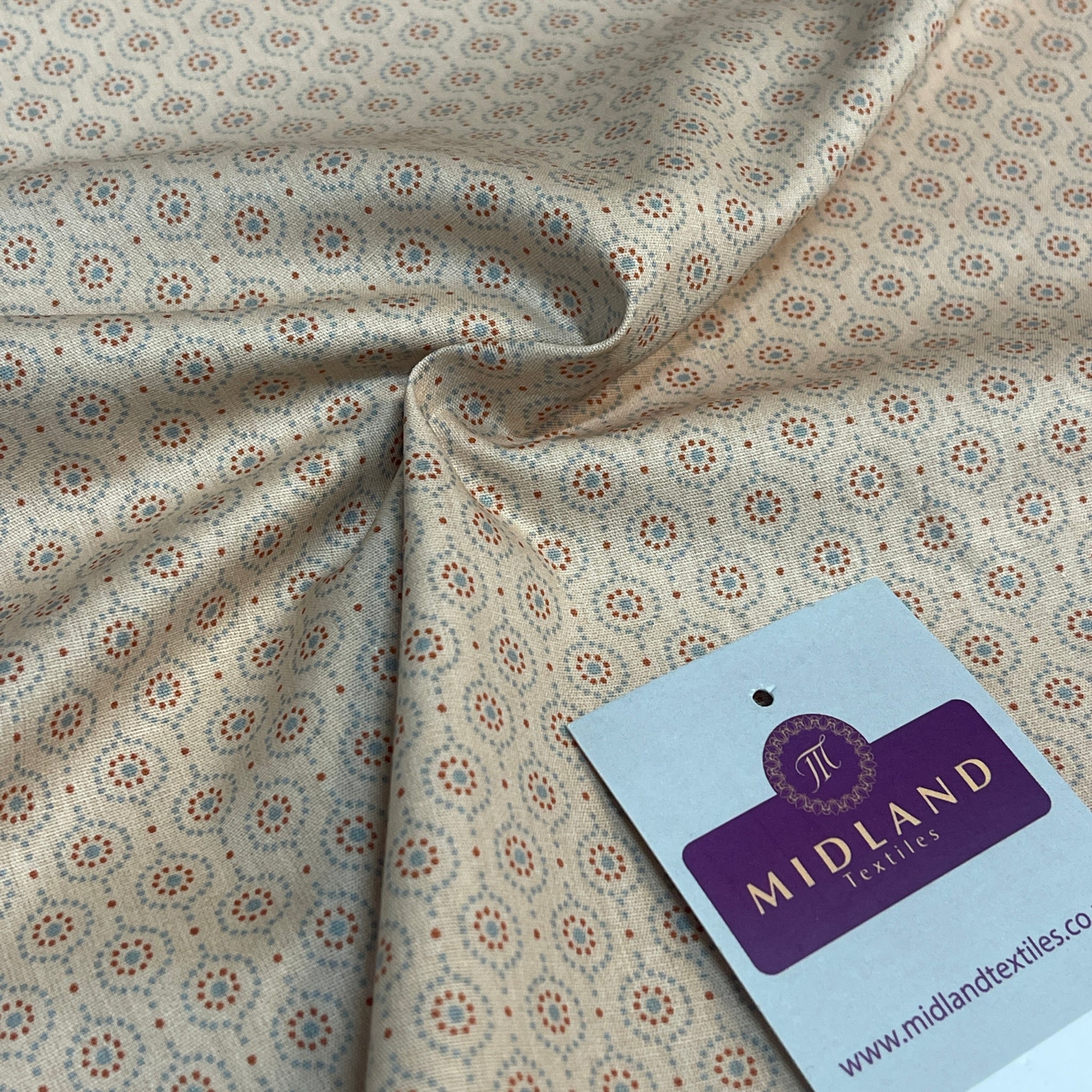 Flowers dot printed cotton poplin dress Fabric M1818