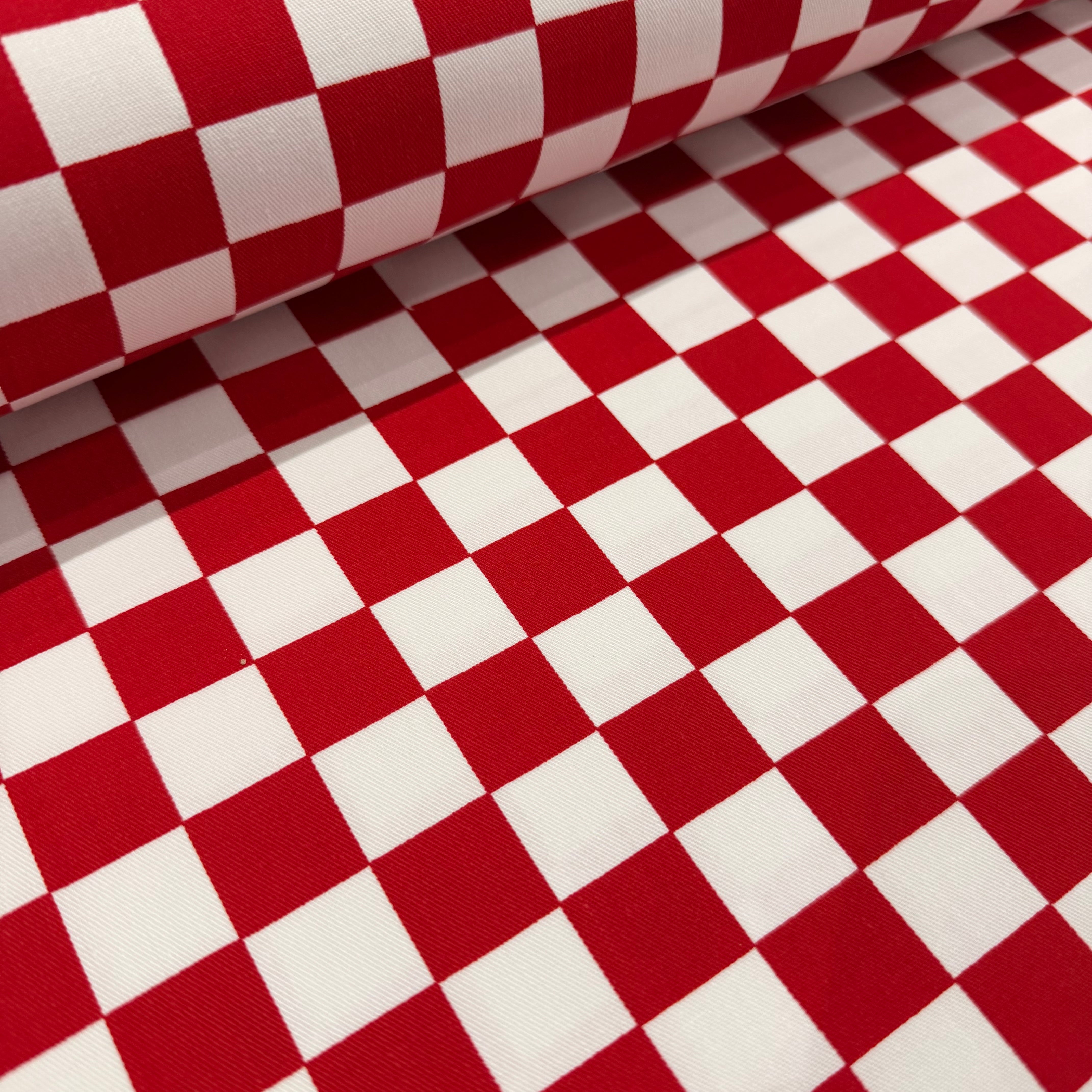 2cm x 2cm Chefs Check Cotton Drill Fabric 150cm Wide - £9.50/metre M2081