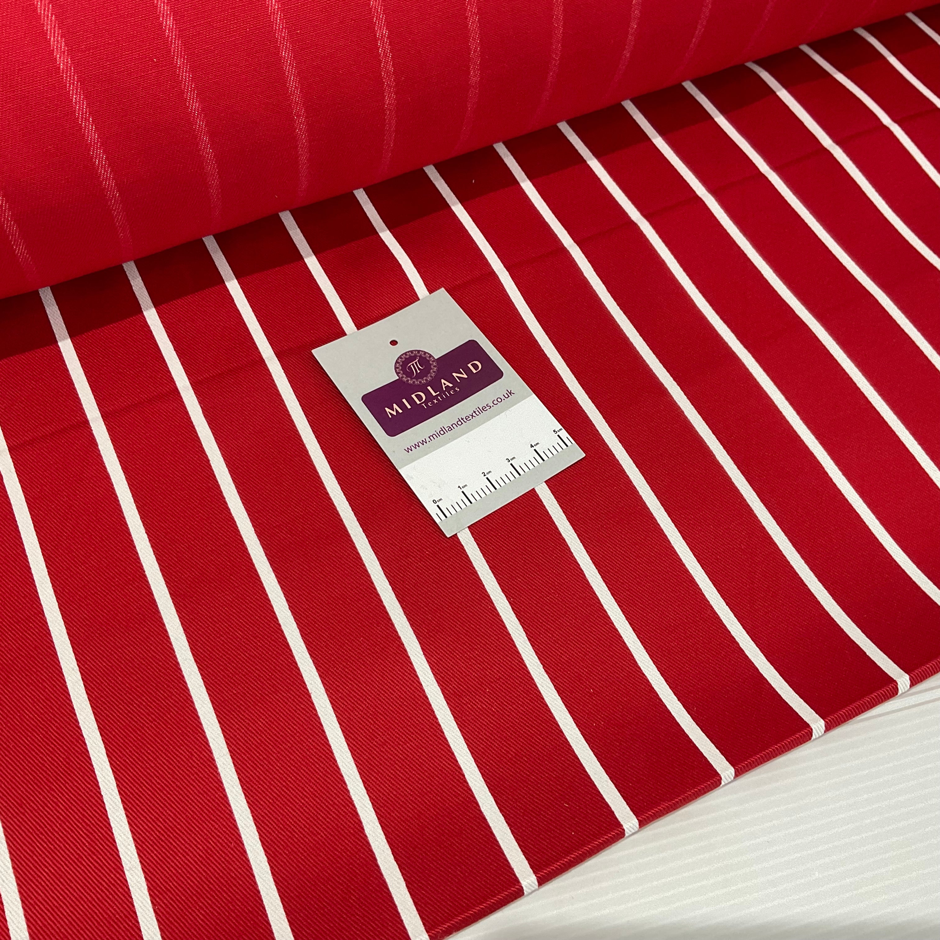 Red Butchers 1' Wide Stripe 100% Cotton Fabric - 1 Meter (100cm Width) Fabric M1970