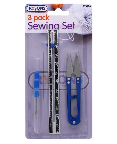 3pcs Sewing Tool seam ripper and cover, thread trim stitch scissors & metal sewing and knitting gauge M2034
