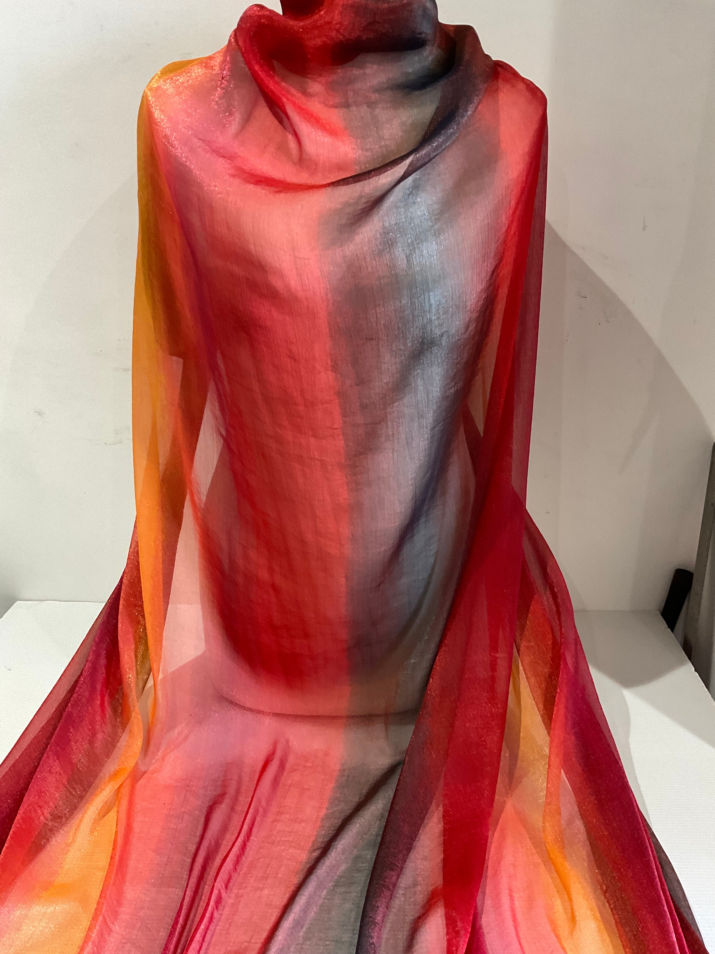 Multi Red Ombre Organza Silky Chiffon Fabric - 58' Wide - Stunning Gradient! M1986