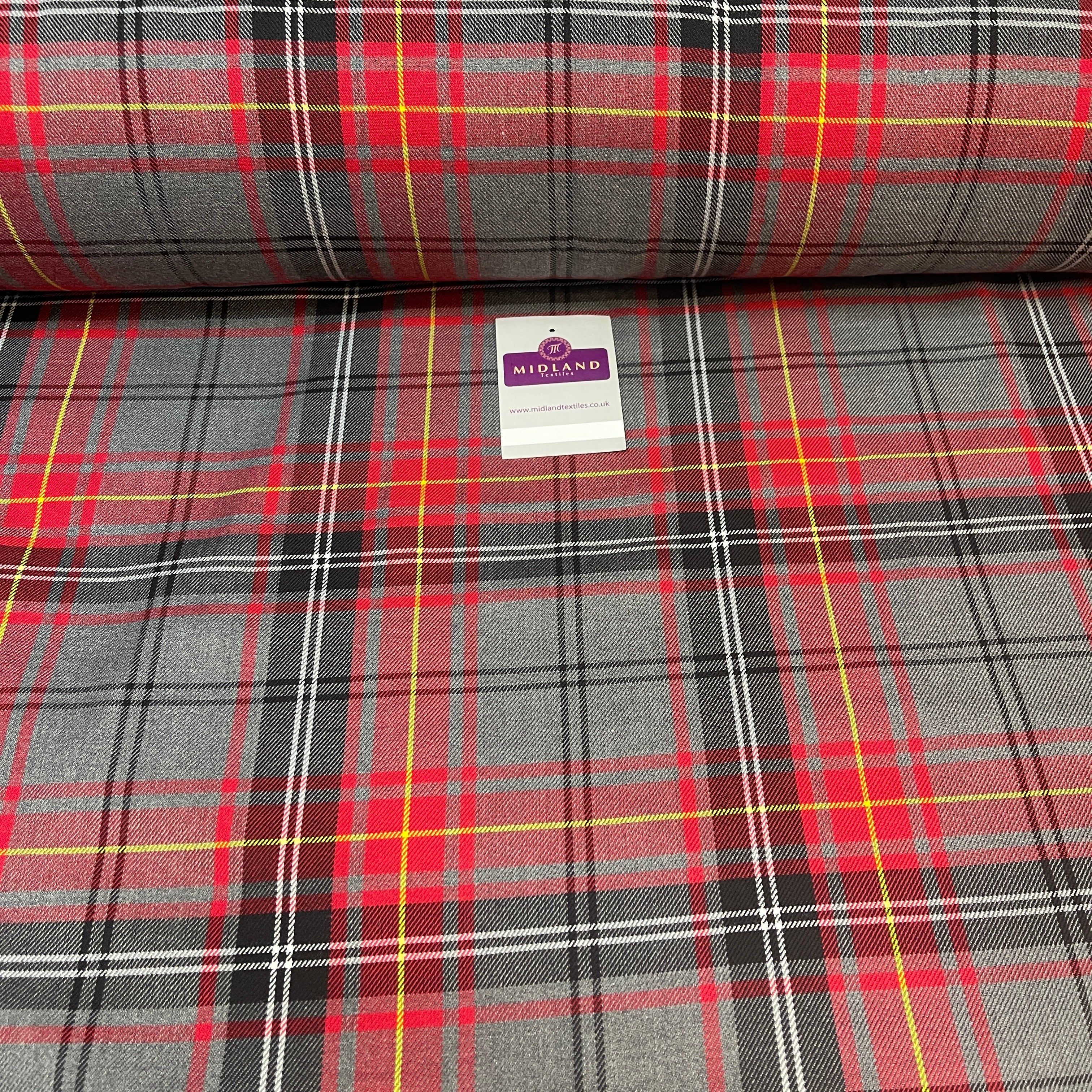 Tartan Fabric Poly Viscose - (150cm) Wide -  per mtr M190 Mtex