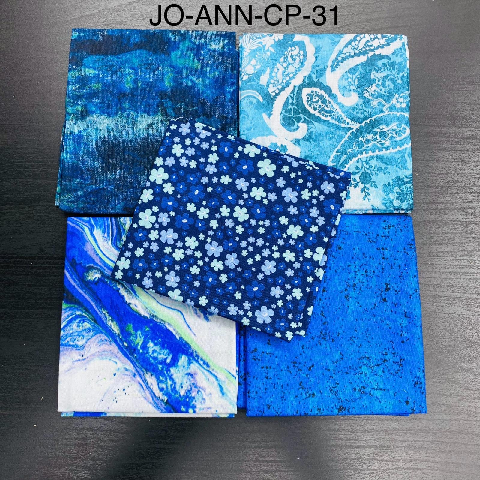 5 Piece 100% Cotton 5 Designs Fat Quarter Bundle - 45cm x 53cm Fabric M1981