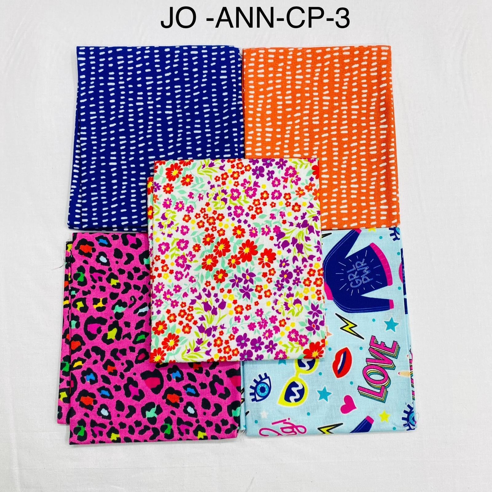 5 Piece 100% Cotton 5 Designs Fat Quarter Bundle - 45cm x 53cm Fabric M1981