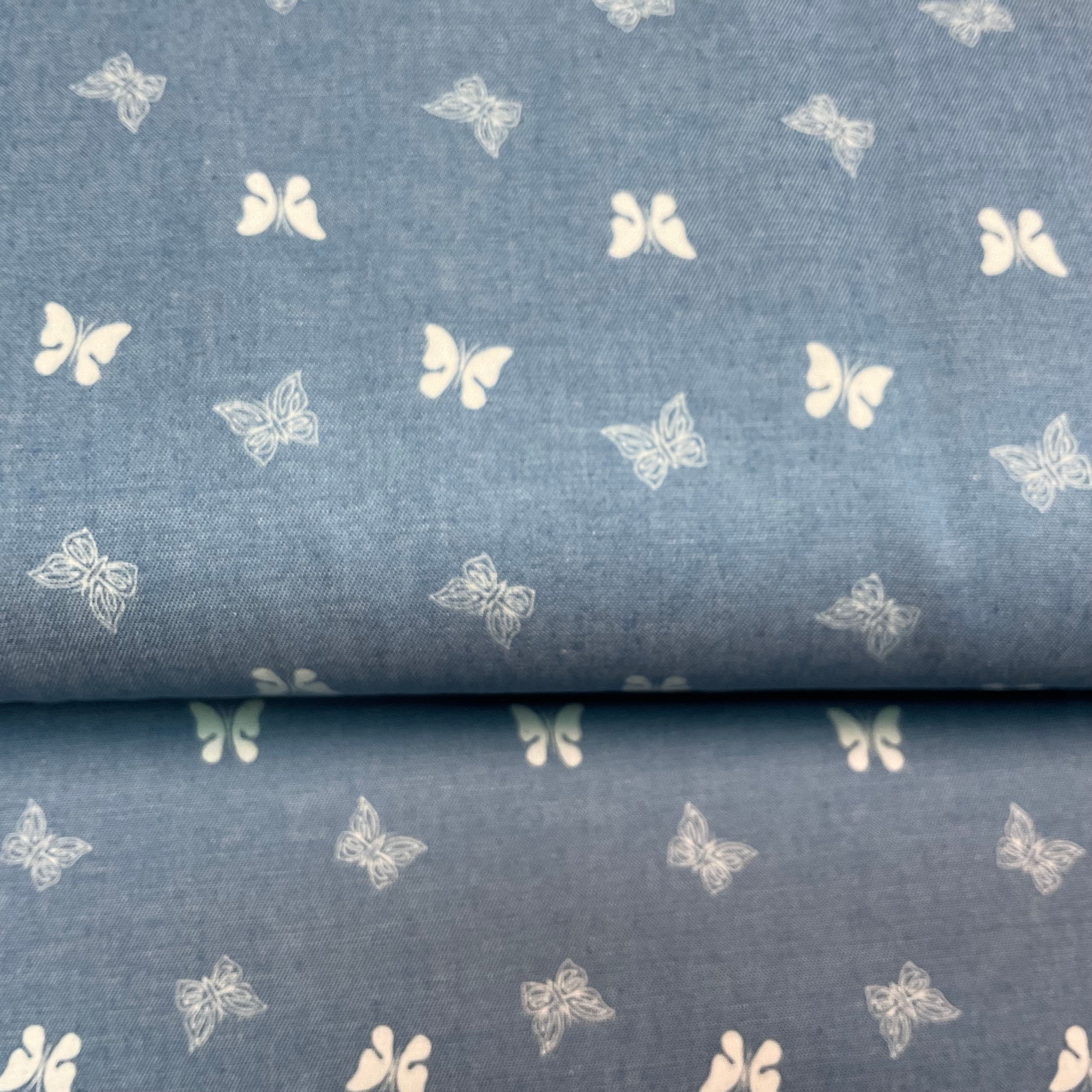 Printed 100% Cotton Chambray Denim Mixed Designs Dress Fabric 147cm M1604