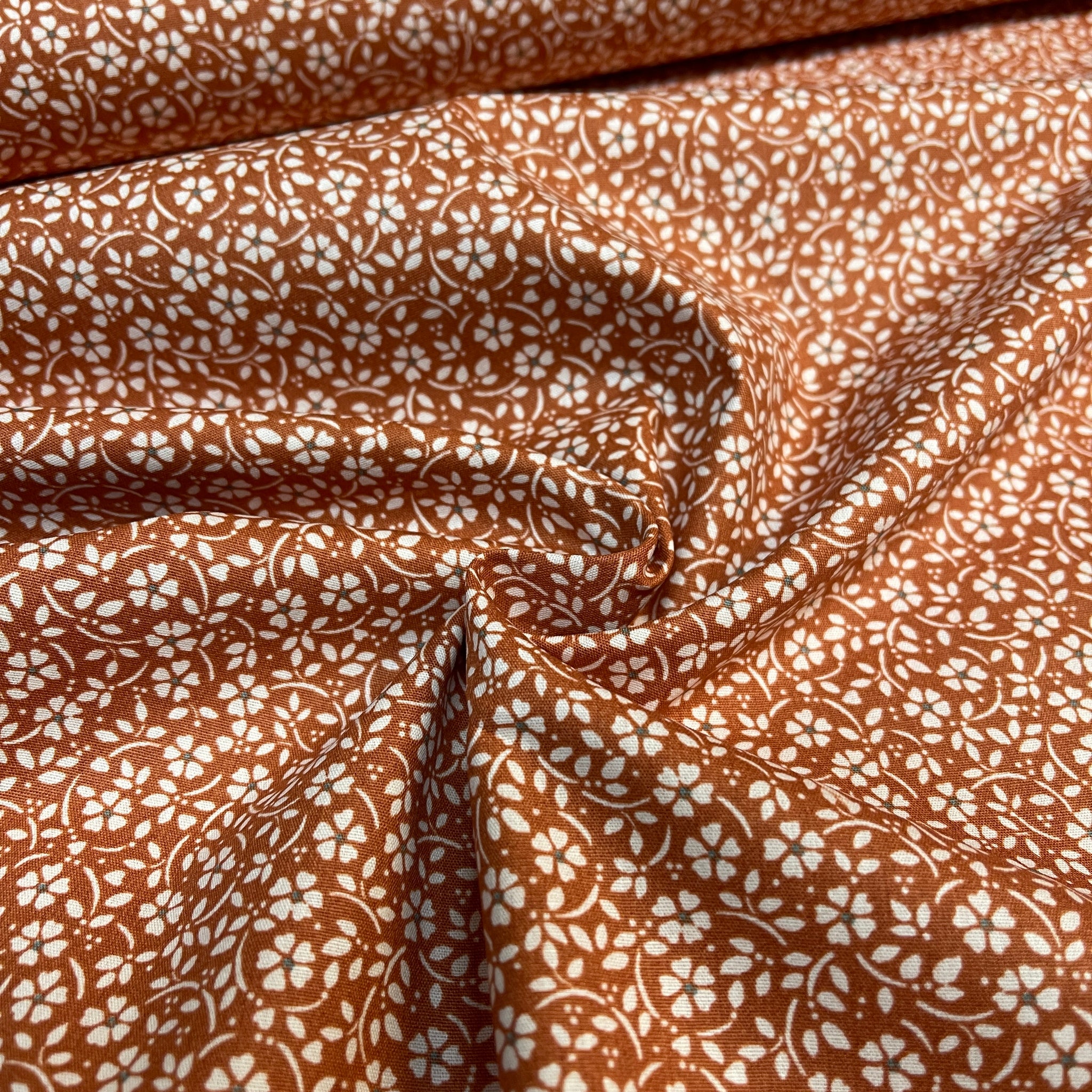 Flowers dot printed cotton poplin dress Fabric M1818