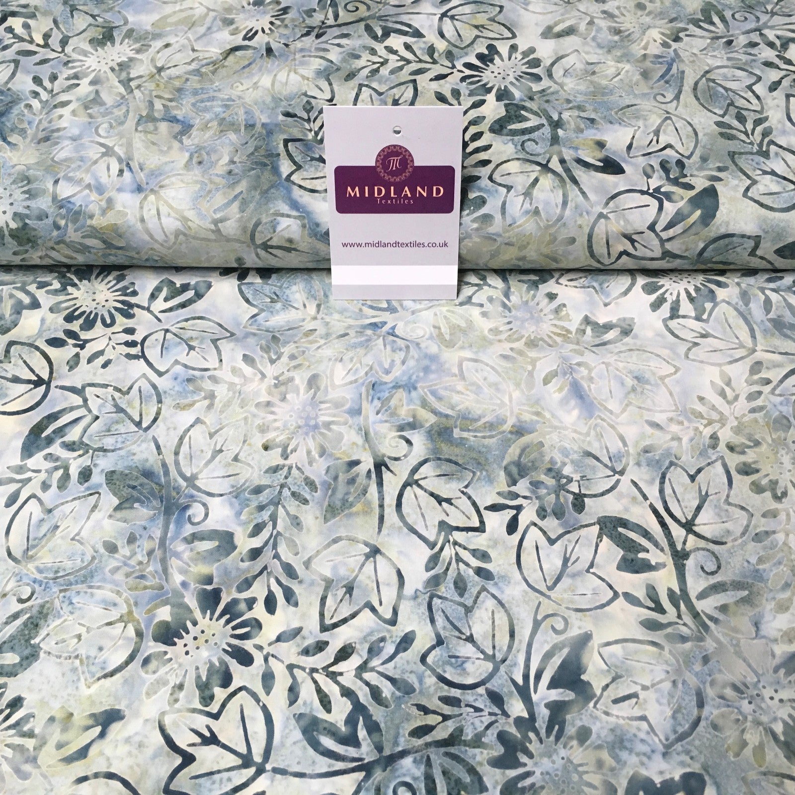 Ivy Leaves Floral Bali Batik 100% Cotton Patchwork Fabric Mtex