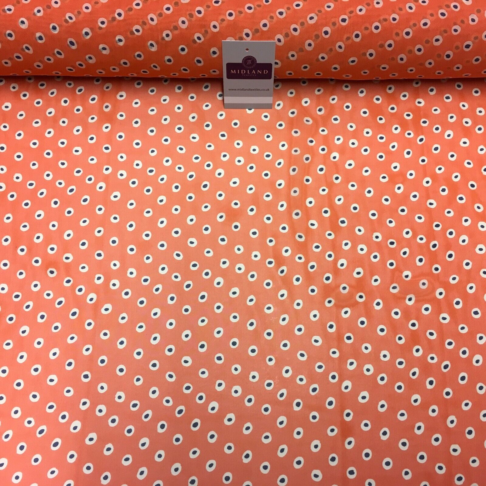 Orange Spotted printed Crepe chiffon Dress Fabric 150 cm Wide MK1190-4 Mtex