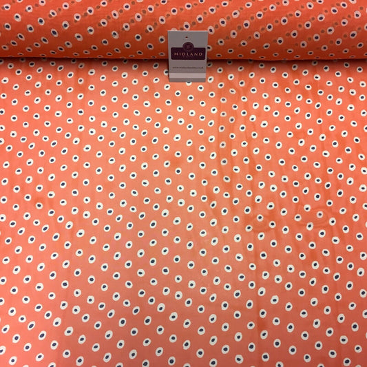 Orange Spotted printed Crepe chiffon Dress Fabric 150 cm Wide MK1190-4 Mtex