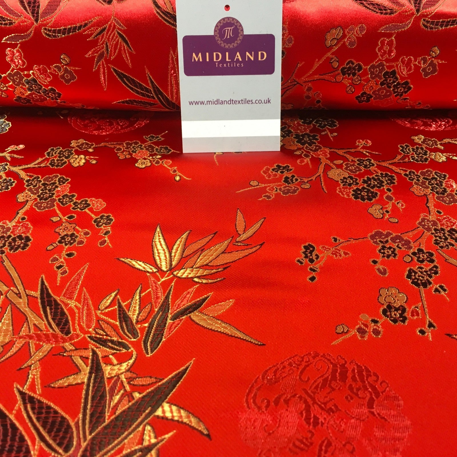 £8.20 Chinese Shanghai Floral blossom Silky Satin Brocade fabric 45' wide M798