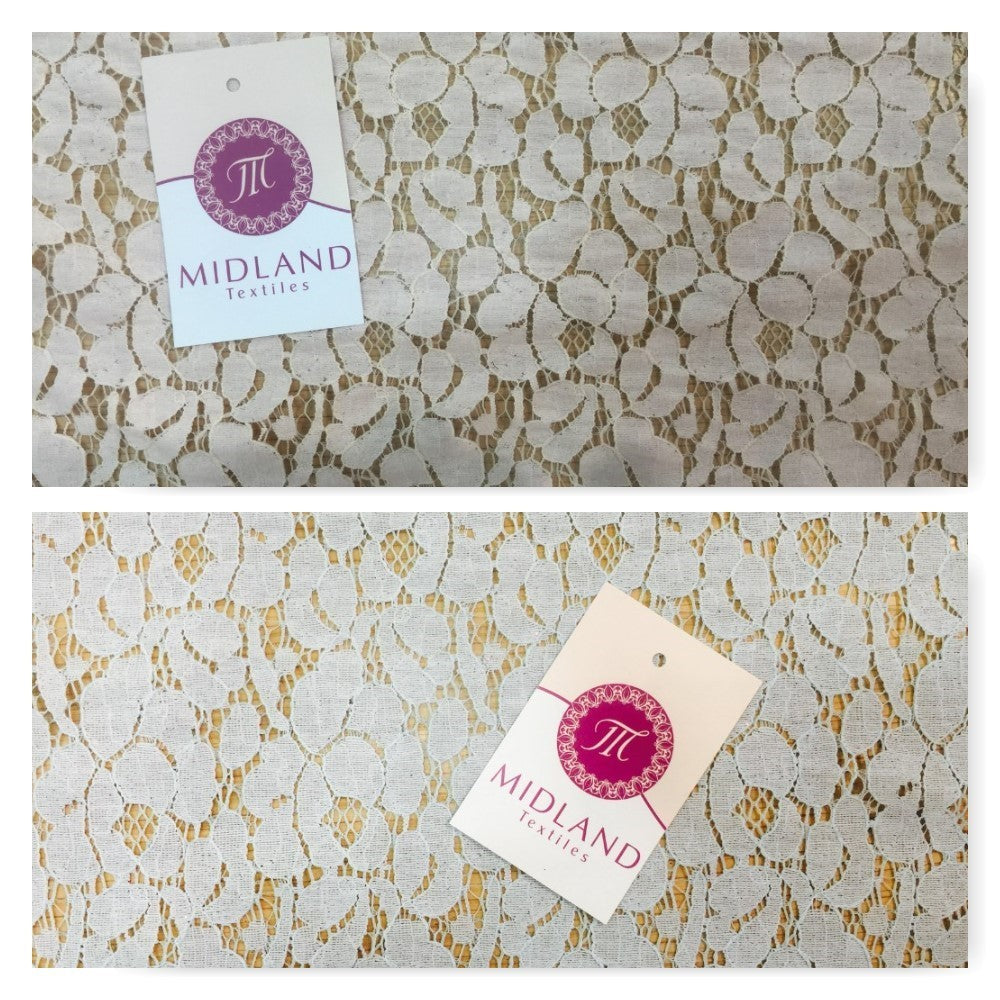 £4.99/m Soft Cotton Rich Lace fabric  58' M186-5 & 6 Mtex