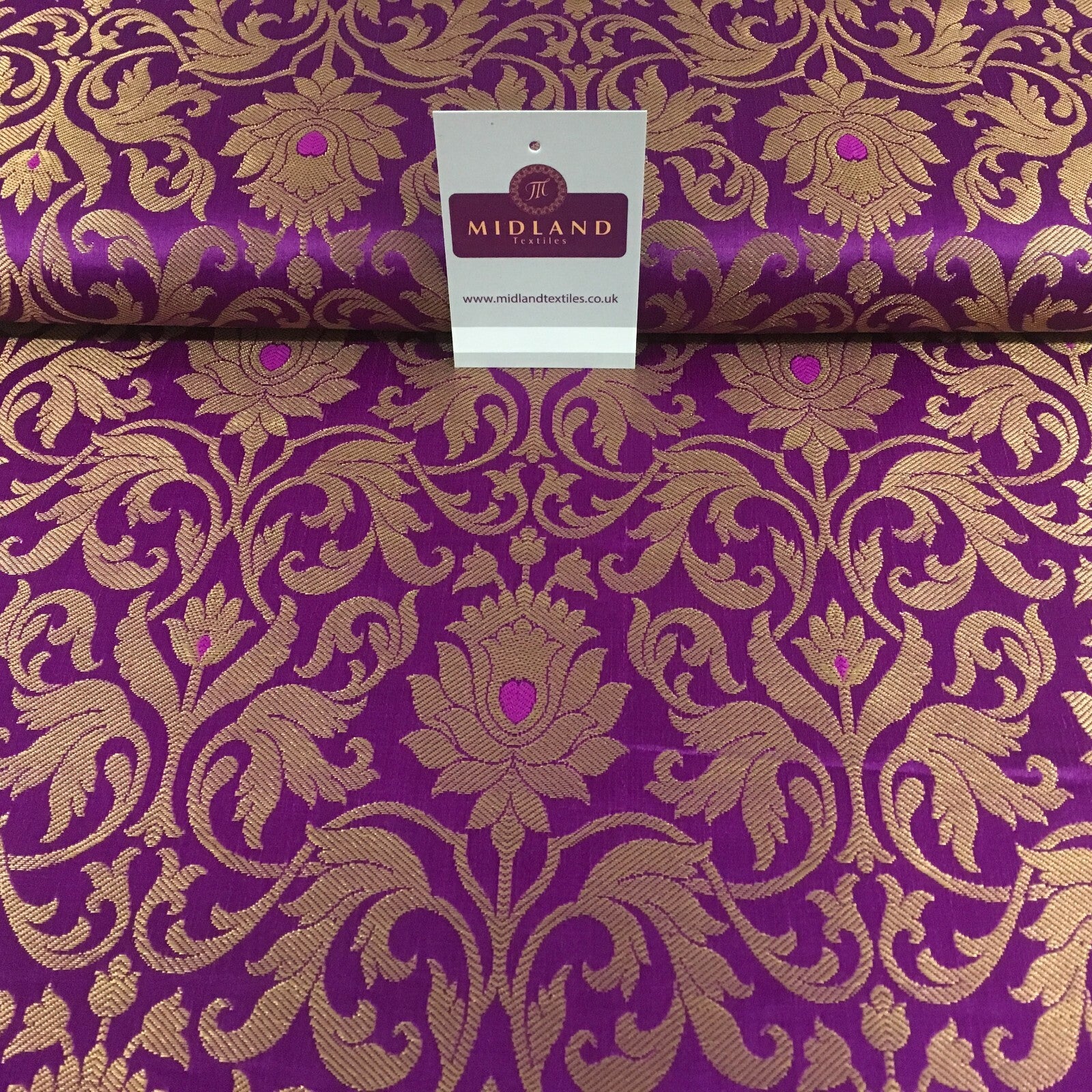 Indian floral ornamental gold metallic Banarsi brocade 44 inches wide M374 Mtex