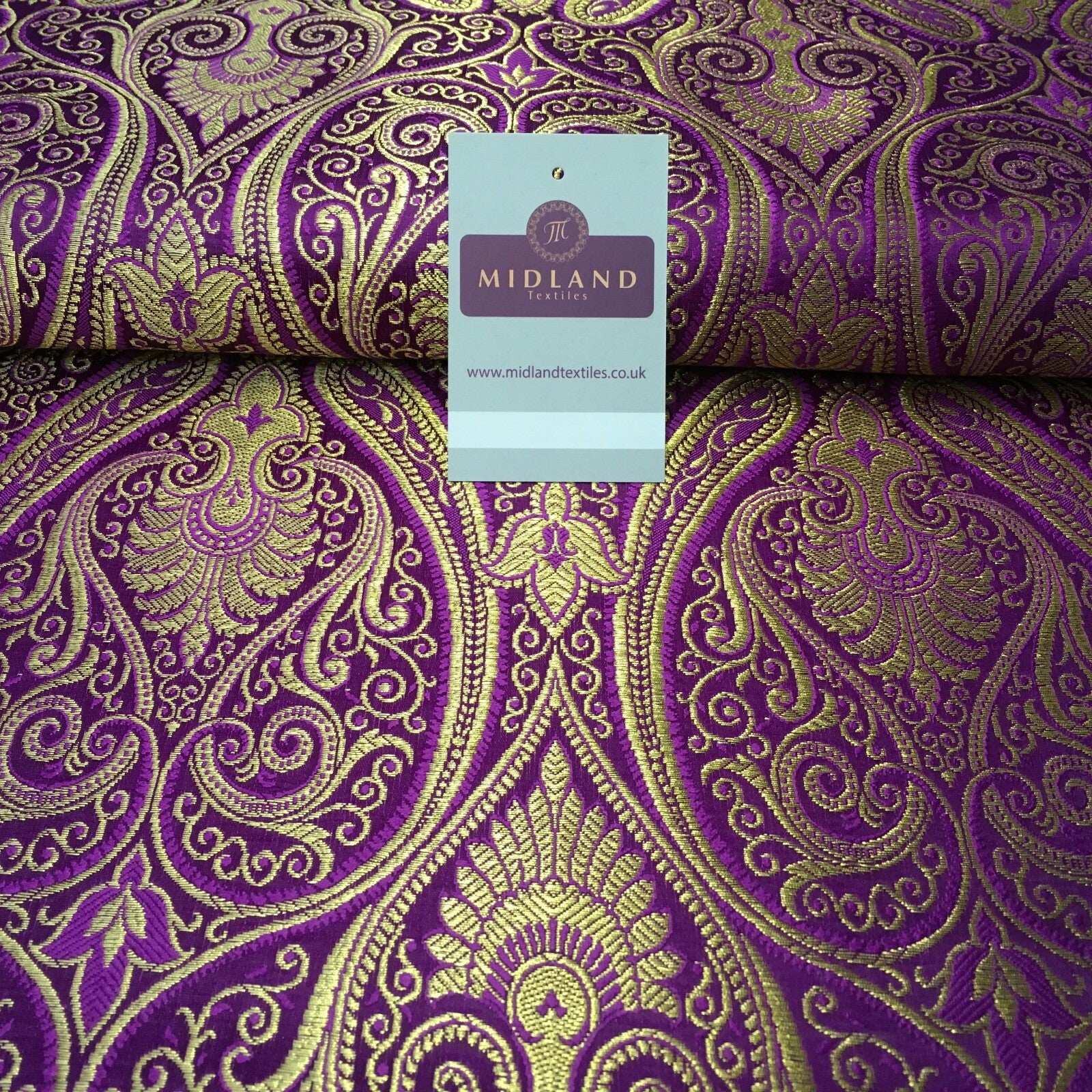 £14.99/m Luxury Gold Paisley Indian Banarsi Brocade Fabric M246 Metallic Bridal