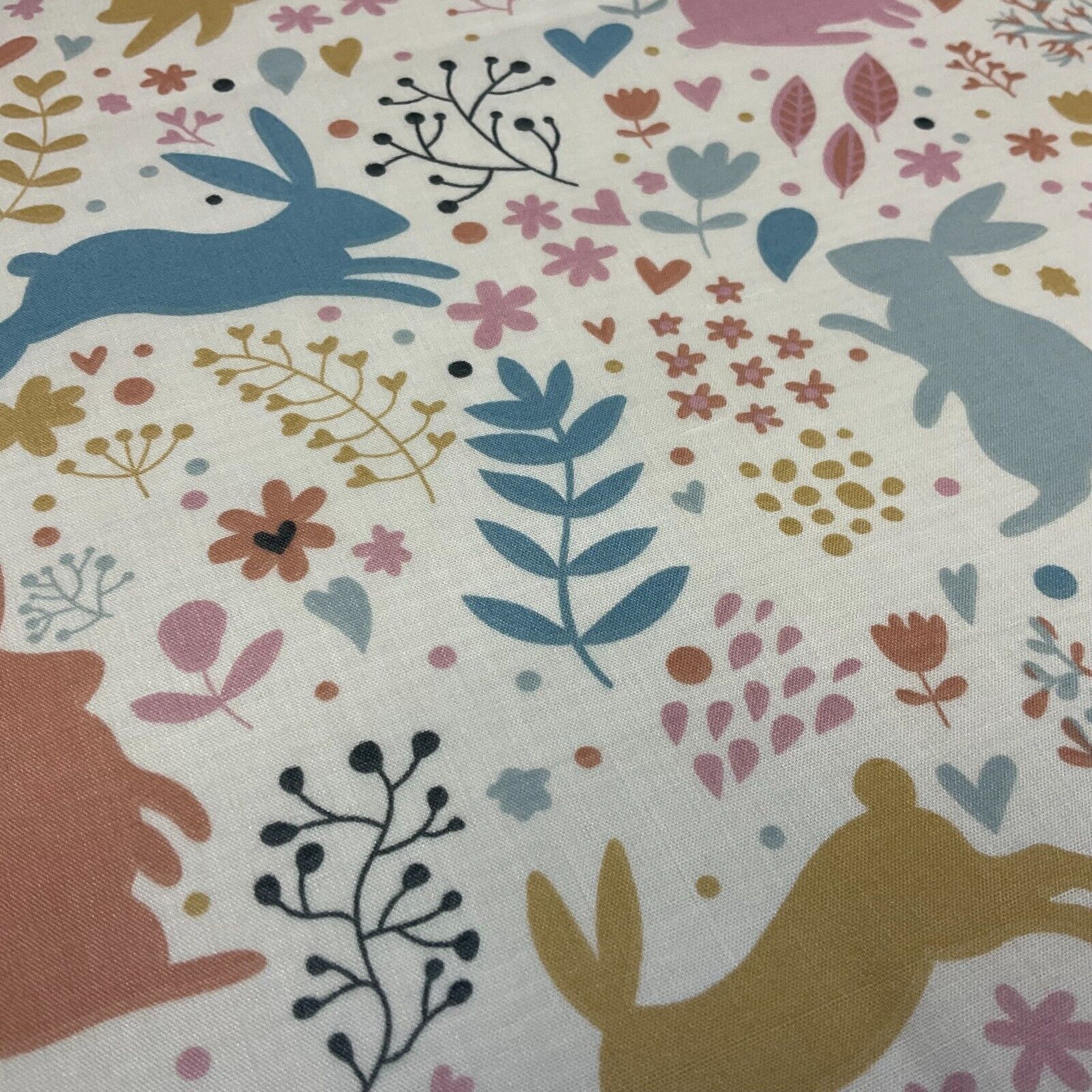 Ivory Rabbit Silhouette Children's Poly cotton printed lightweight fabric M1645