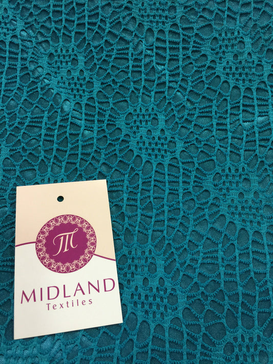 £4.99/m Floral paisley satin backed Bonded lace net 58" wide one way stretch M10