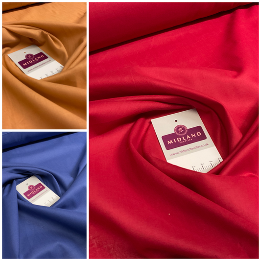 Plain Pre Shrunk Lightweight Egyptian 100% Cotton 104cm Wide Mtex M1506