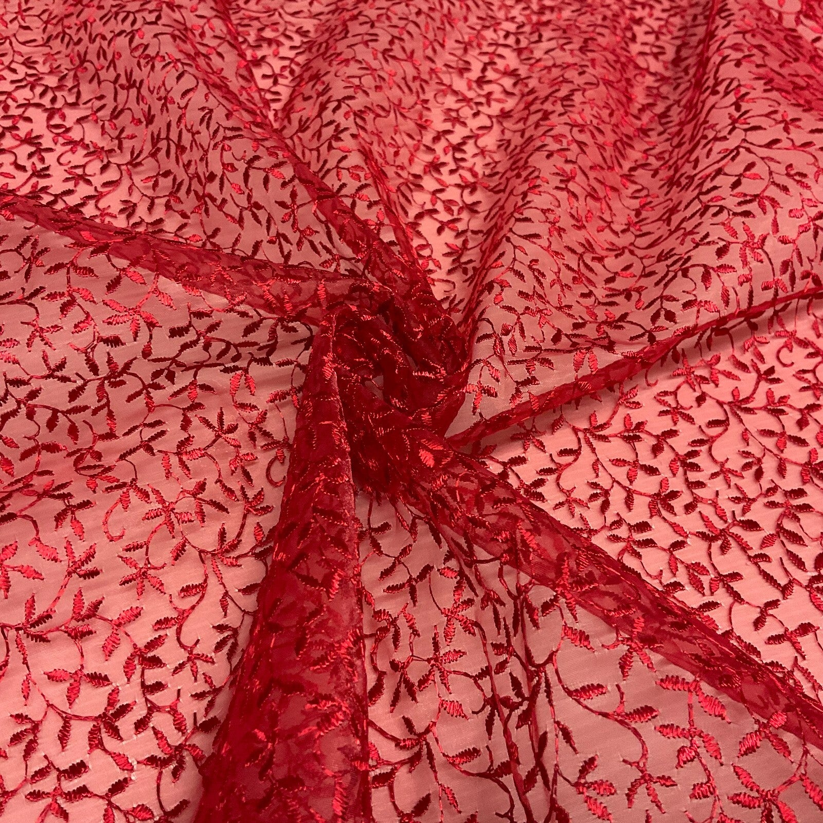 Embroidered Floral Viscose Organza Dress Fabric 130 cm MK1666 Mtex