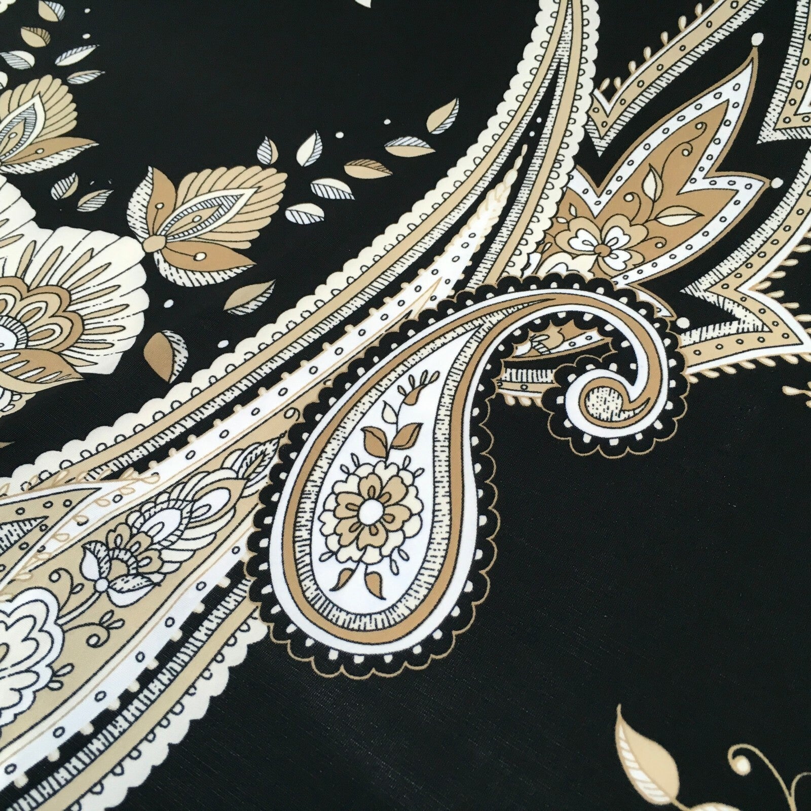 Black beige paisley 80cm panel Stretch Ity Spandex Dress Fabric 147 cm M1200-8