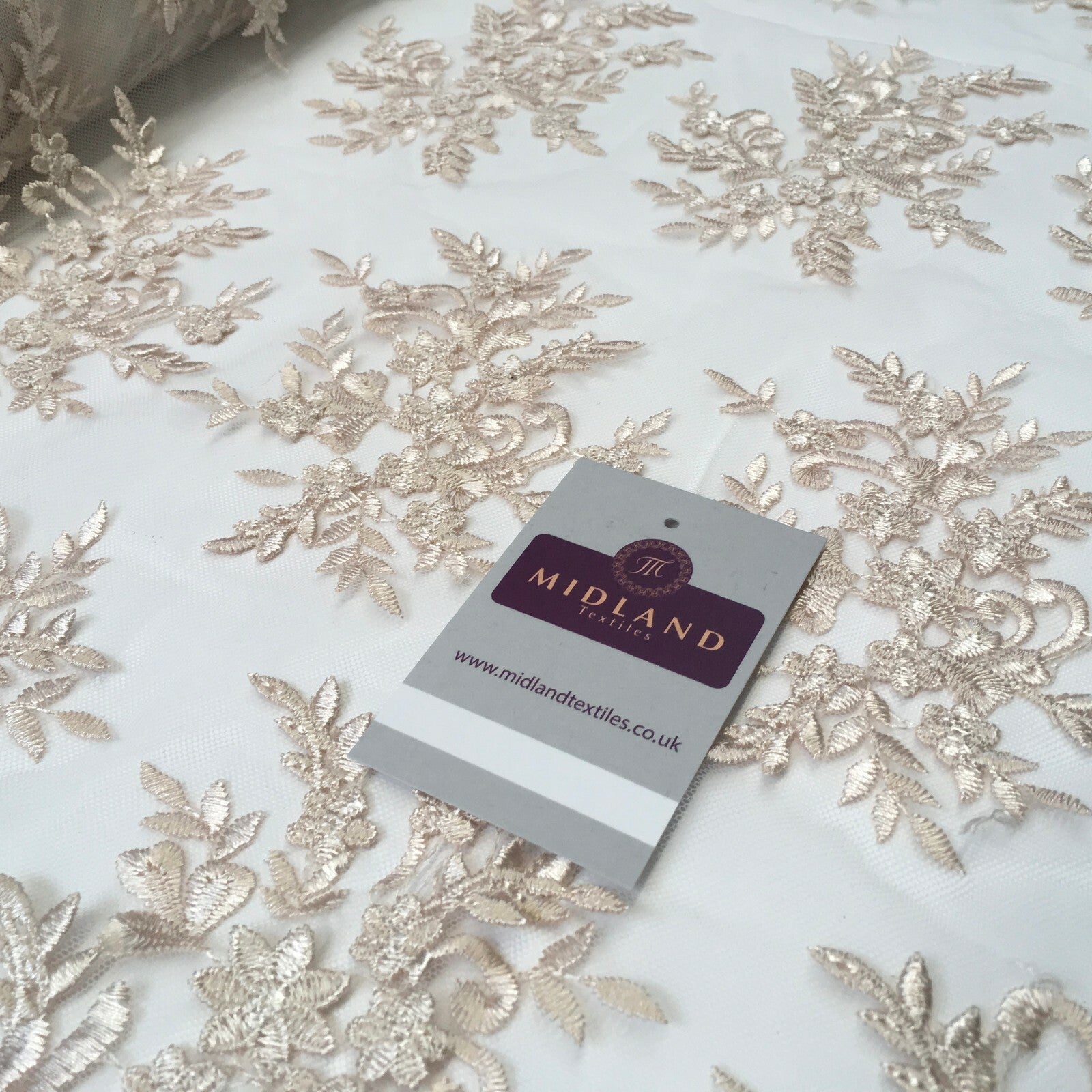 Bridal Floral Double Scalloped Edge Applique Dress Net Fabric 50' Wide M1135