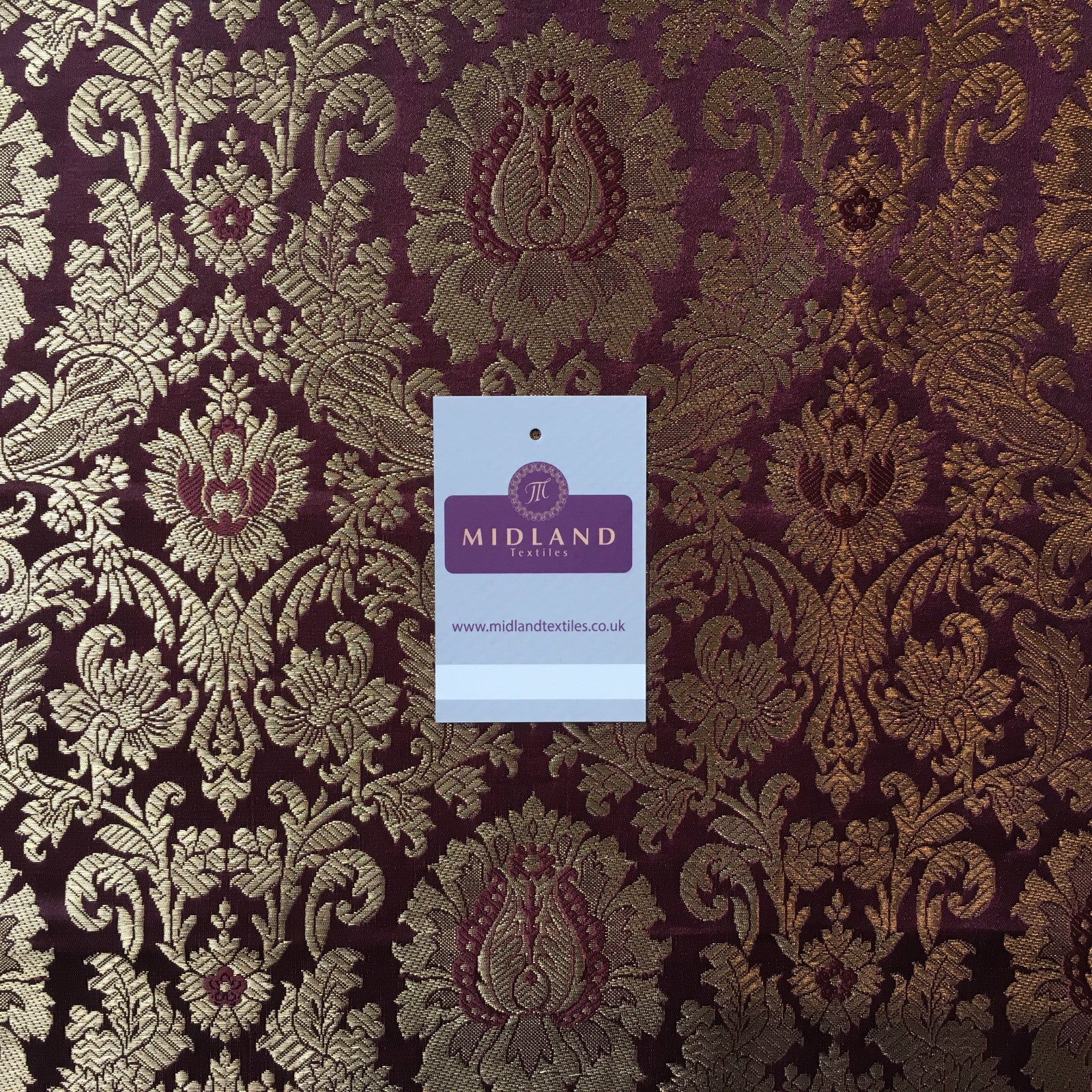 £14.99/m Gold Floral metallic Indian faux silk banarsi Brocade fabric 45'  M282