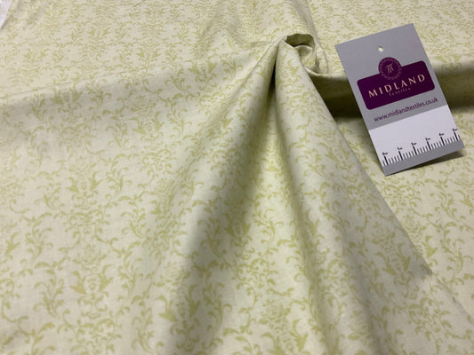 £5.99 Lime Ornamental Stof Crafting 100% Cotton Fabric Sold by Metre M1937