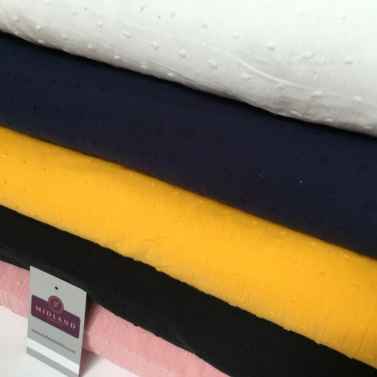 £7.99 100% Cotton Swiss Dot Soft Dobby Dressmaking Fabric 135cm Wide MD1052