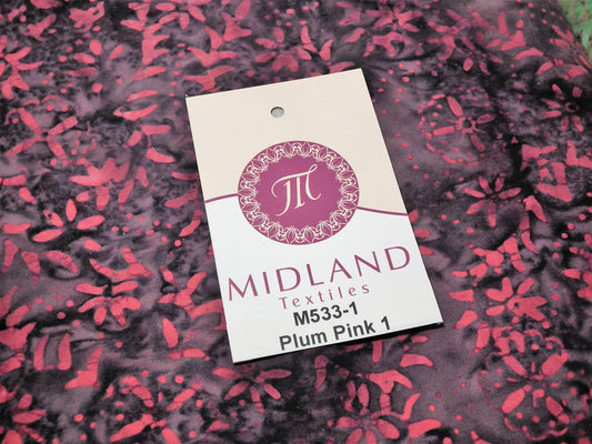 Fabric Freedom Floral Bali Batik Print Fabric 100% Cotton 40" Wide M533 Mtex