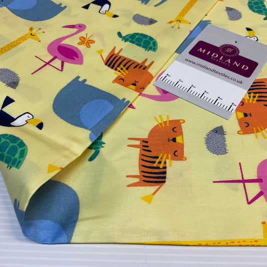 £5.99 Zoo Animal Cotton Poplin dress Fabric sold by the meter M1917