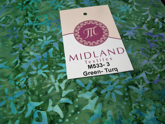 Fabric Freedom Floral Bali Batik Print Fabric 100% Cotton 40" Wide M533 Mtex