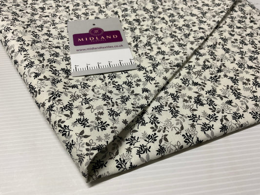 £5.99 Ivory Floral Autumn Stof Crafting 100% Cotton Fabric Sold by Metre M1935