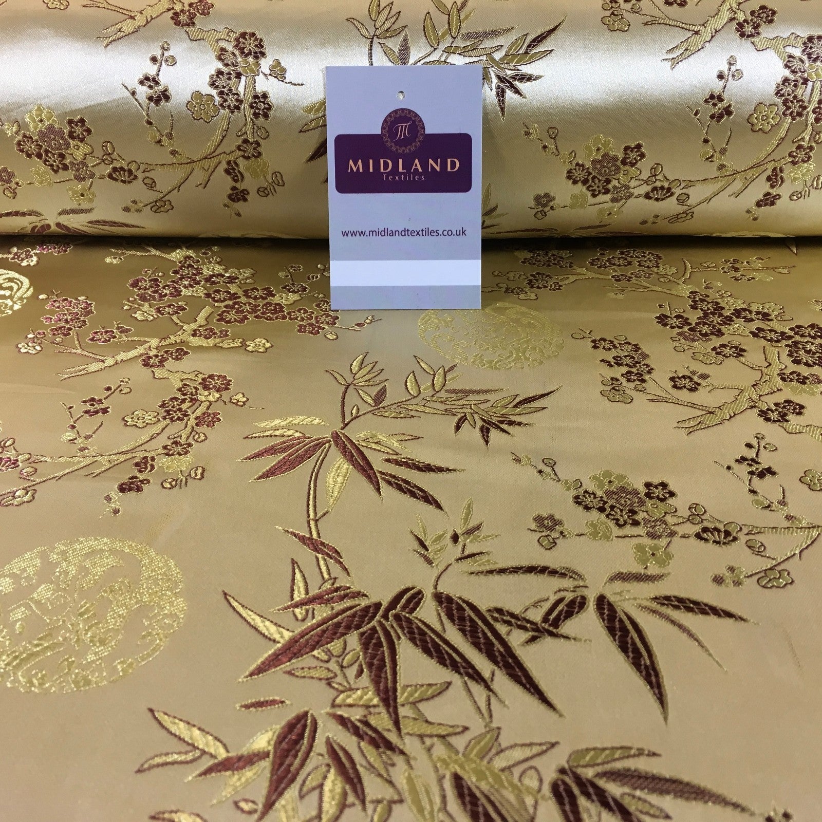 £8.20 Chinese Shanghai Floral blossom Silky Satin Brocade fabric 45' wide M798