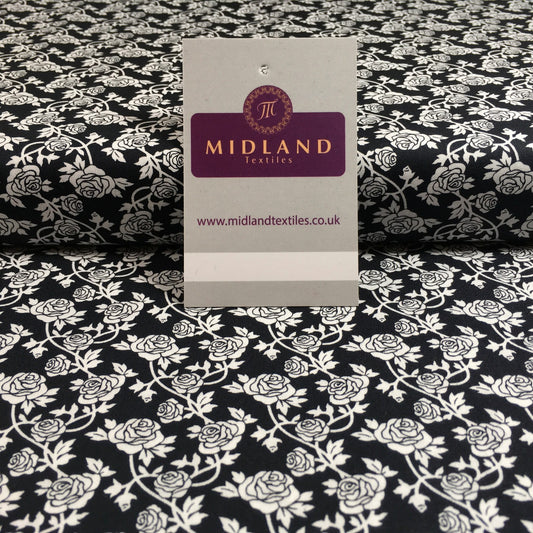 Black and White printed 100% Cotton Poplin Craft fabric 45" M733 Mtex