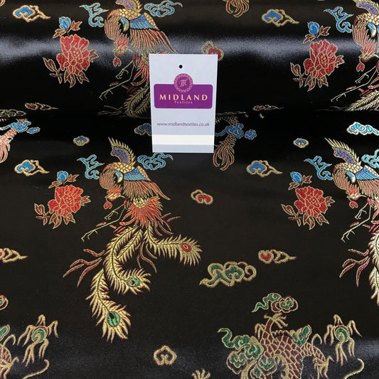 £8.15 Chinese oriental Dragon silky satin brocade dress fabric 45" wide M797