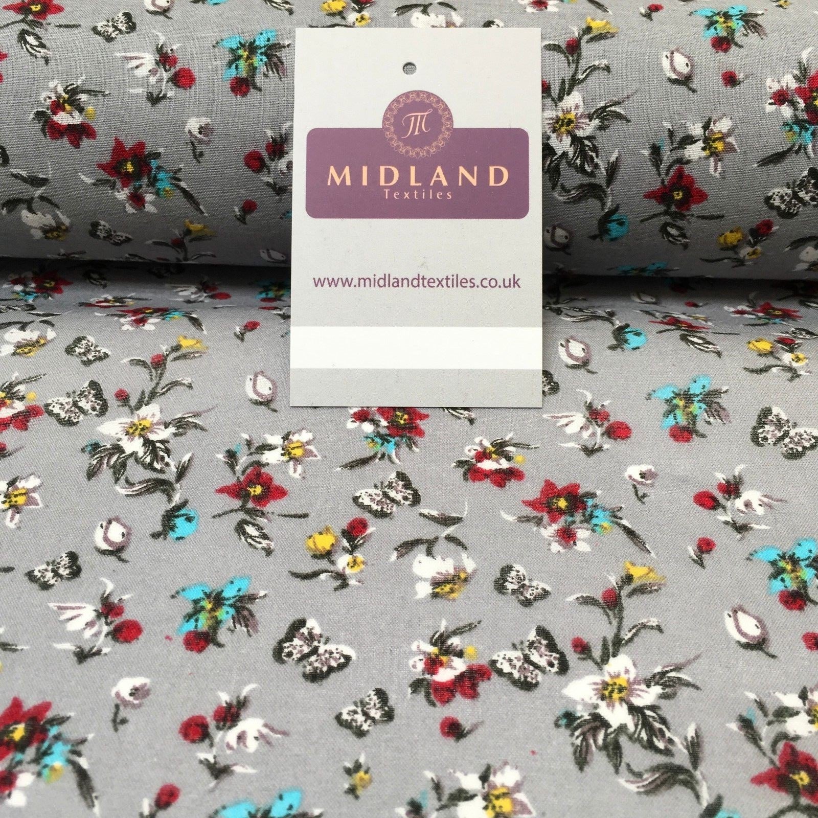 Floral Butterfly Printed Cotton Lawn Dress Fabric 58' Wide MH954 Mtex