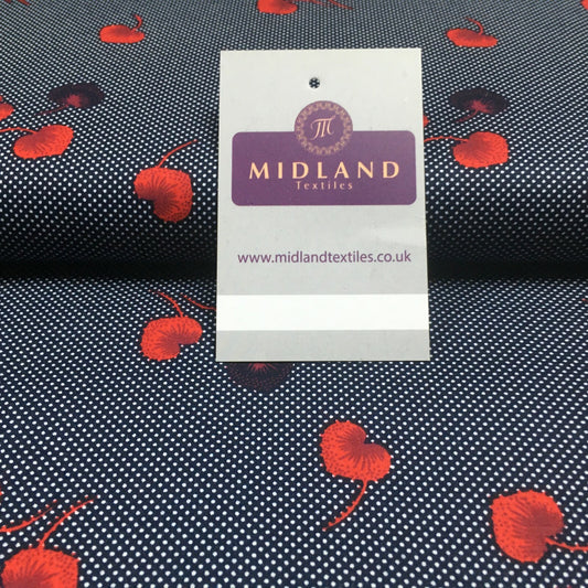 Navy Floral Spot Dot Printed Cotton Poplin Fabric 110 cm MK1260 Mtex