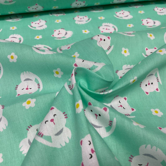 Kitten Kitty  Children's Poly cotton printed lightweight fabric M1628