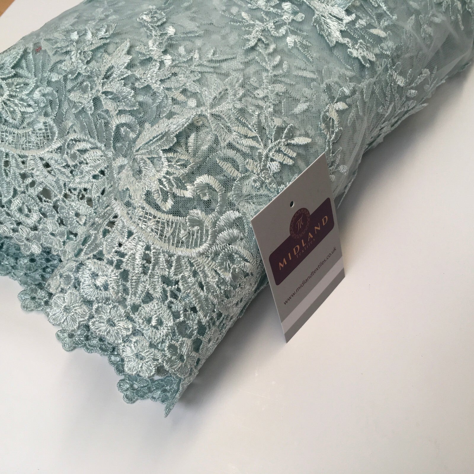 Bridal Floral Double Scalloped Edge Applique Dress Net Fabric 50' Wide M1135