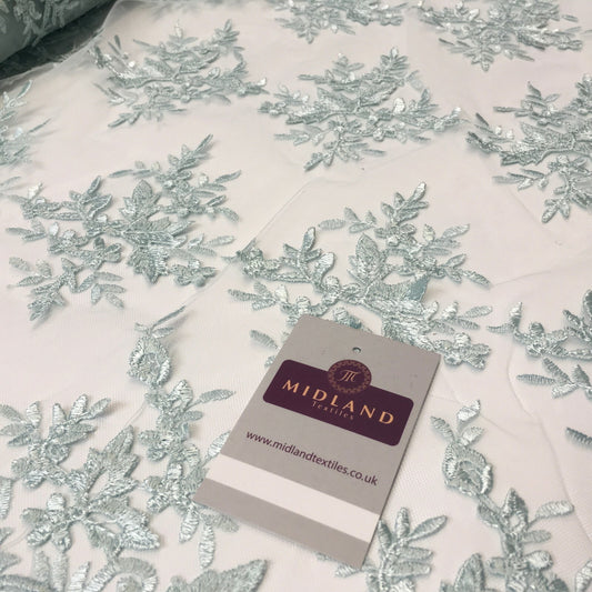 Bridal Floral Double Scalloped Edge Applique Dress Net Fabric 50" Wide M1135