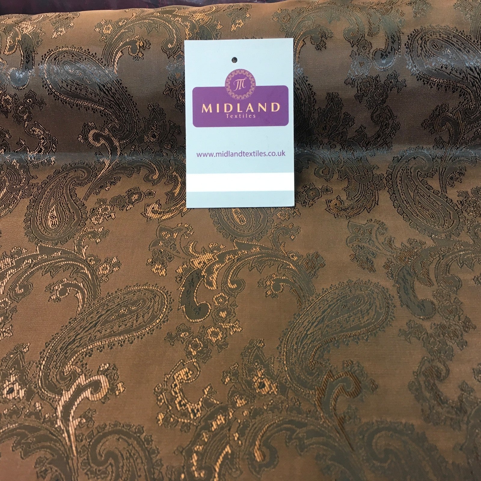 £6.25 Two Toned Paisley Metallic Jacquard Lining perfect for ties 56' Wide M771