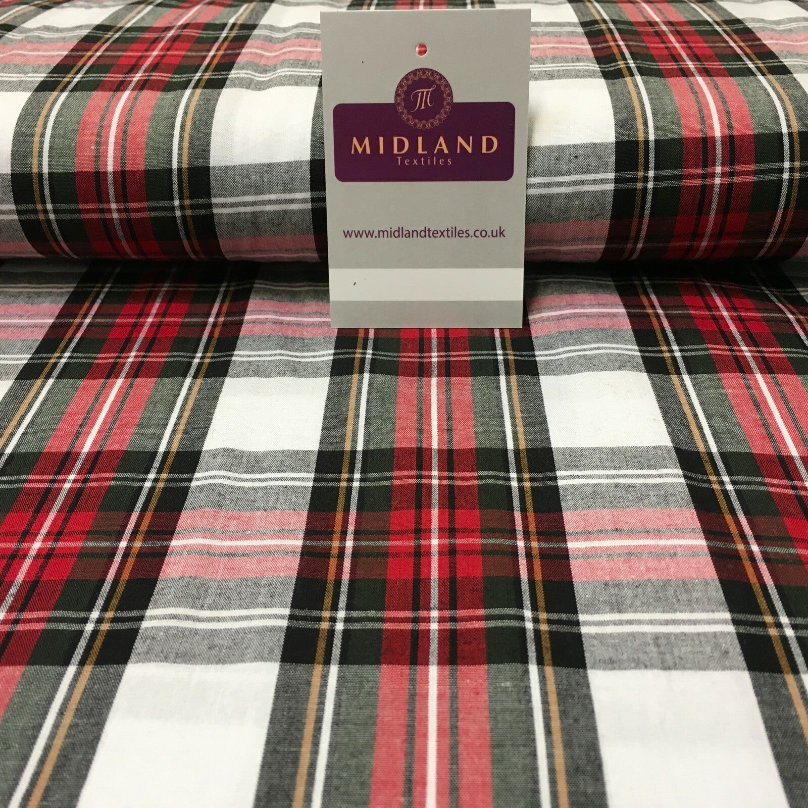 £7.99 Flat Tartan Woven 100% Cotton Poplin for clothing Fabric 147cm MD1053