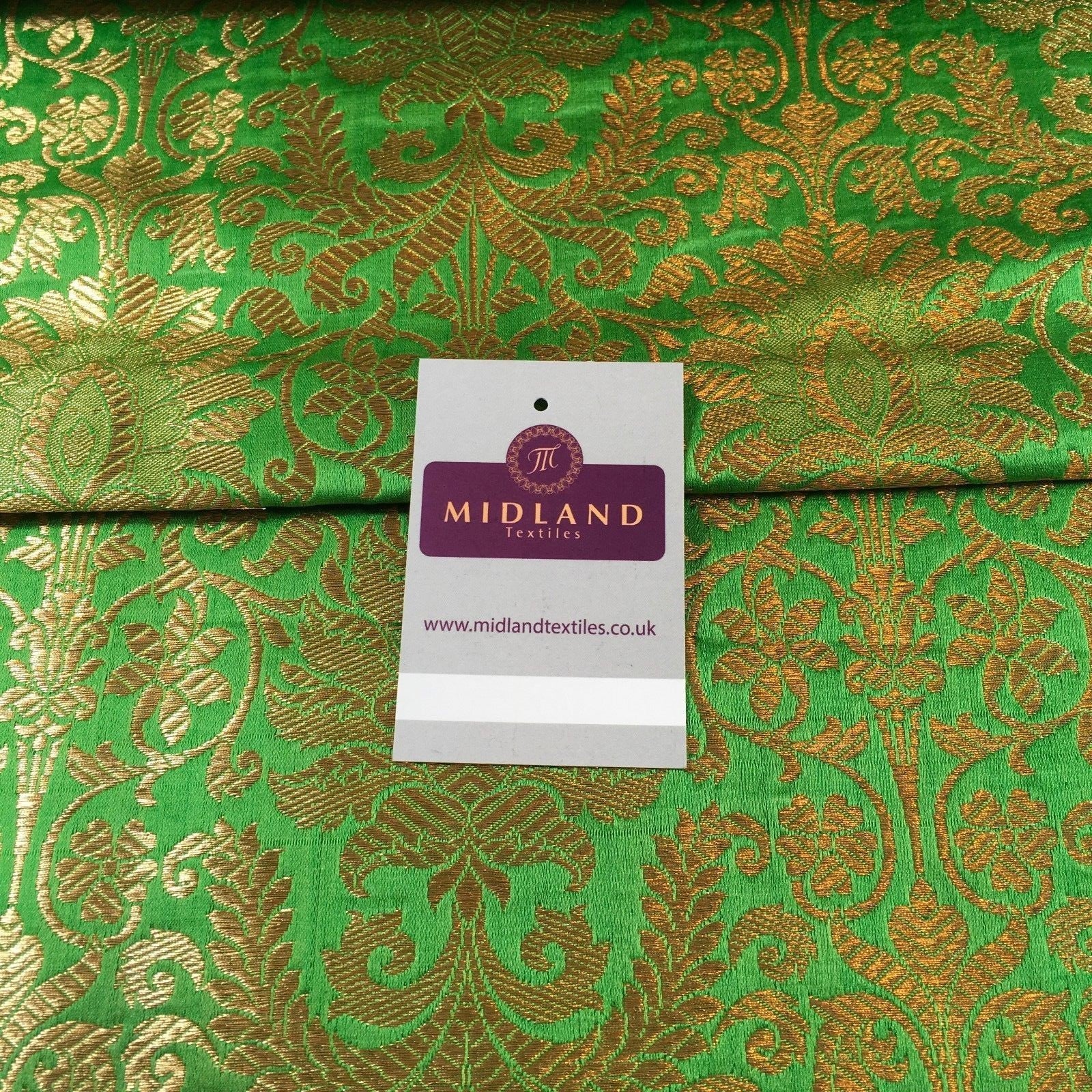 £15 Gold Floral metallic Indian faux silk banarsi Brocade fabric 45' M282