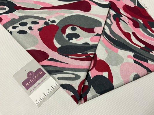 £5.99 Red Camo Abstarct Stof Crafting 100% Cotton Fabric Sold by Metre M1936