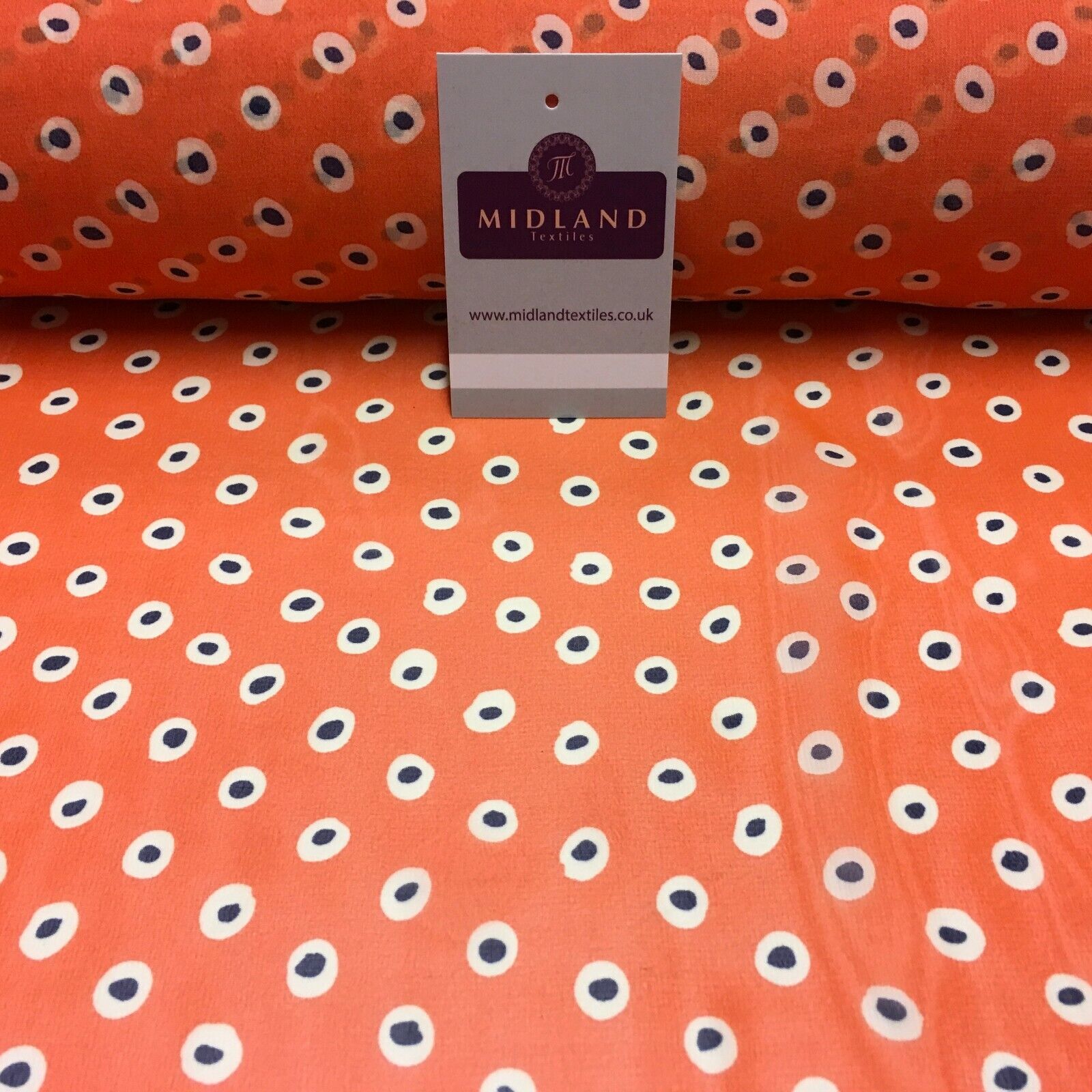 Orange Spotted printed Crepe chiffon Dress Fabric 150 cm Wide MK1190-4 Mtex