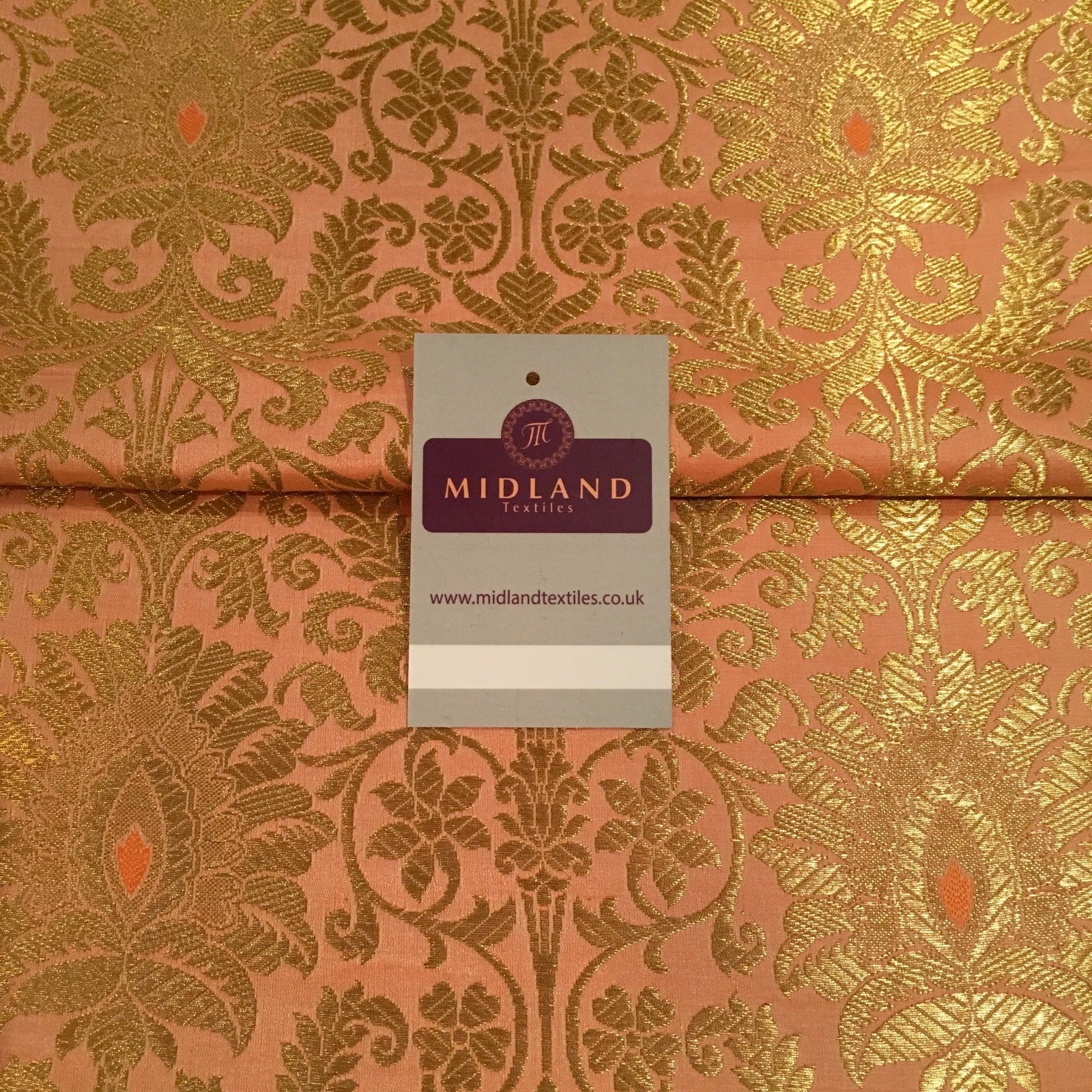 £15 Gold Floral metallic Indian faux silk banarsi Brocade fabric 45' M282